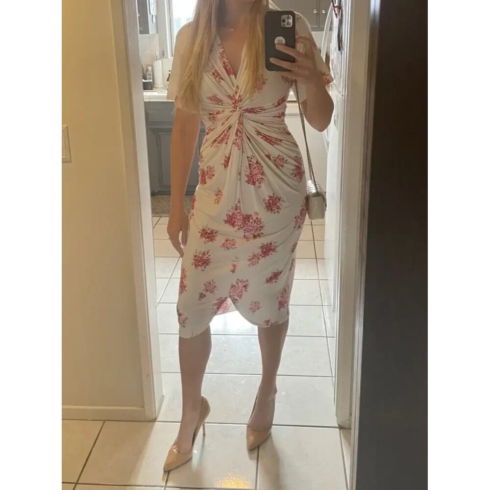 Les Reveries Front Twist Midi Dress – Size S, Flattering Silhouette